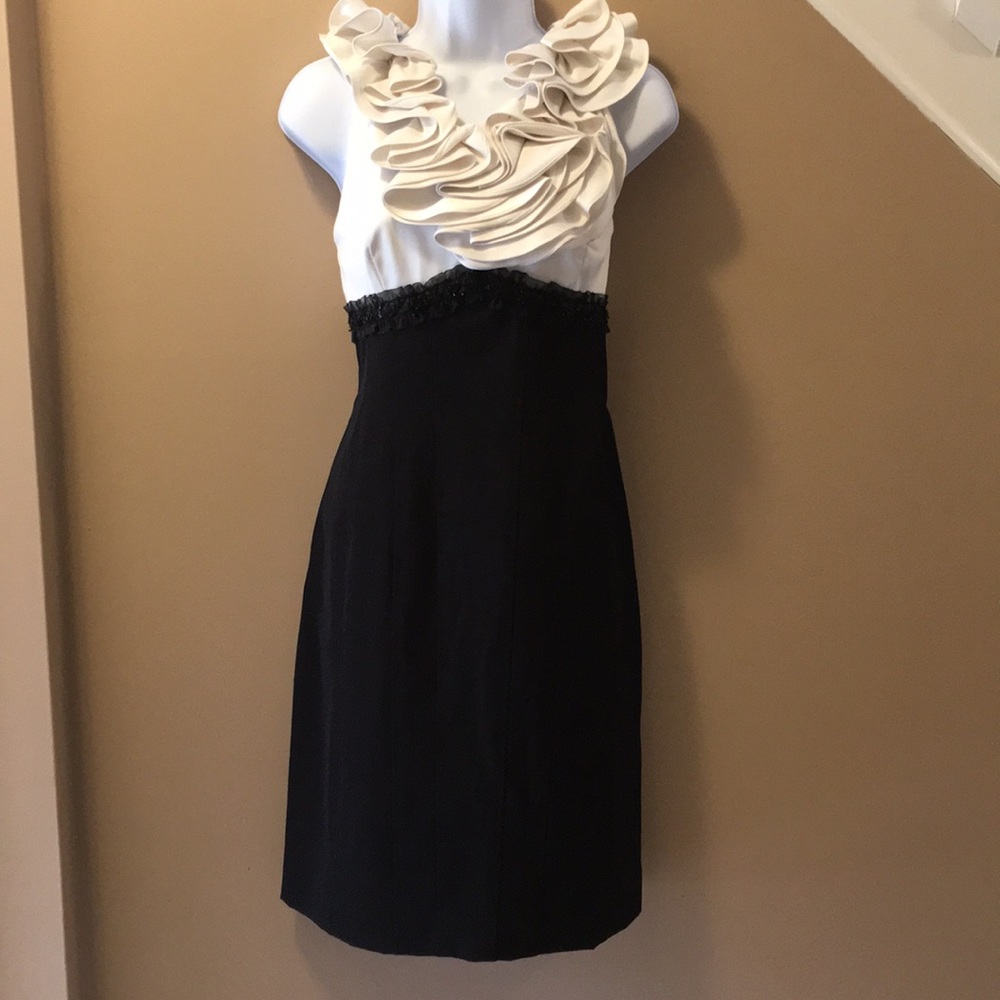 JS Collections White and Black Dress Midi